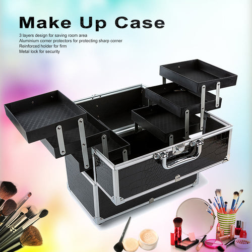 3-Layer Large Make Up Case Cosmetic Organizer Box